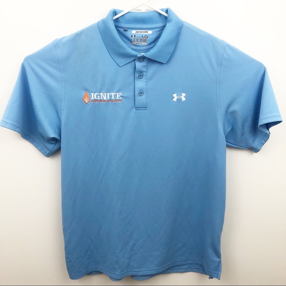 Under Armour Heat Gear Baby‎ Blue Polo Shirt Large